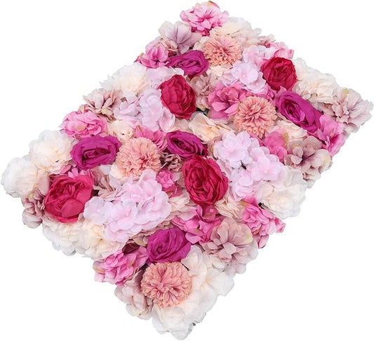 Gdrasuya10 6pcs Realistic Flower Wall Background Artificial Flowers Wall Backdrop Panel 3D Silk Rose Fake Flower Wall Panel Banquet Wedding Party Decor, Photography Background 60 x 40 cm