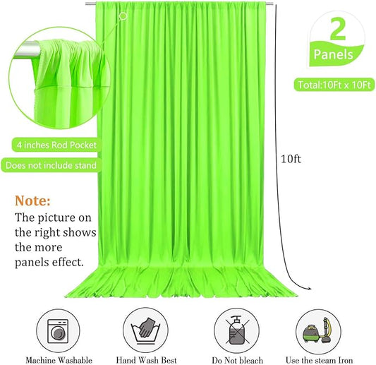 10 x 10 Feet Light Green A Backdrop Curtain for Partie, Background Curtains for Photoshoot, Birthday, Wedding, Halloween, Thanksgiving, Christmas, New Year Party Decorations 5Ft x 10Ft, 2 Panels