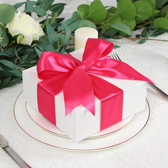 Hot Pink Ribbon 1-1/2 Inch, 60 Yards Hot Pink Satin Ribbon for Gift Wrapping Flower Bouquet Crafts Wedding Birthday Party Baby Shower