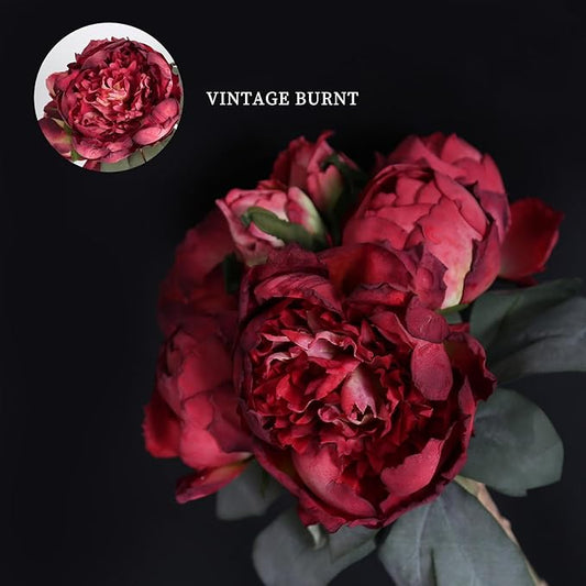 2 Bouquets Red Peonies Silk Flowers 14Heads Faux Peony Flowers Red Fake Peonies Flowers Artificial for Decorations for Wedding Bouquets Bridal Shower Decorations Home Office Party Decor