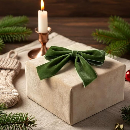 30 Pcs Velvet Ribbon Bows 5" x 4" Pre Tied Christmas Velvet Bows with Twist Tie for Gift Packaging Christmas Tree Wreaths Door Windows Wedding Party Decoration(Forest Color)