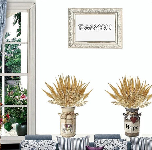 Artificial Golden Plants Decoration, Fake Plant Shrubs Plastic Grass Simulation Tail Leaves for Christmas Indoor Outdoor Hall Home Garden Planter Filler Party Verandah Wedding DIY Decor - Gold 2 Pack