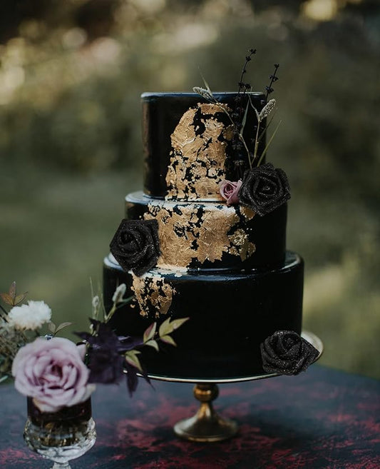 Black Flowers Glitter Rose 30 Pcs Artificial Flowers Glitter Flowers Foam Roses with Stem Faux Flowers for DIY Wedding Bridal Bouquet Party Centerpieces Decor(Black)
