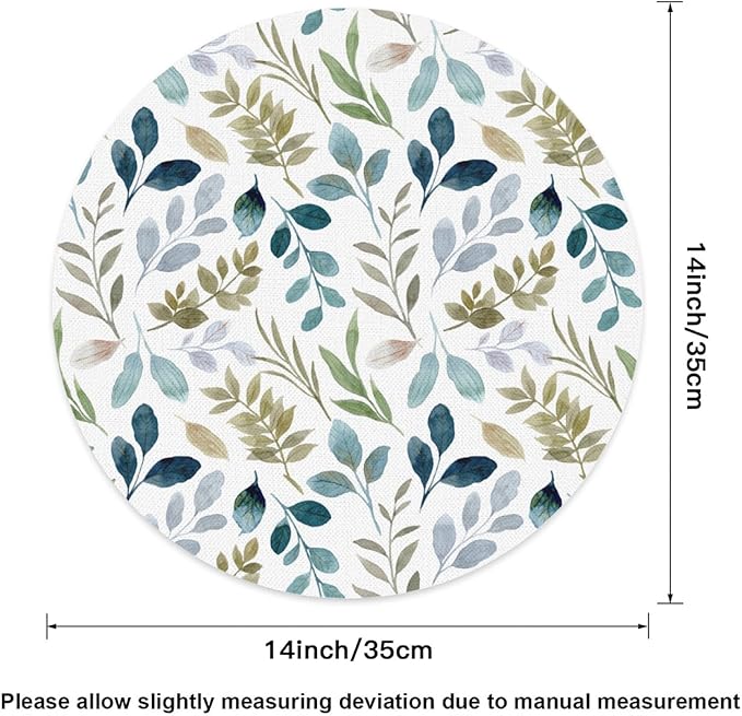 Flower Round Placemat Set of 4 Elegant Linen Table Mats for Dining, Heat Resistant, Stain Resistant Perfect for Dinner Parties, Restaurants, and Everyday Use