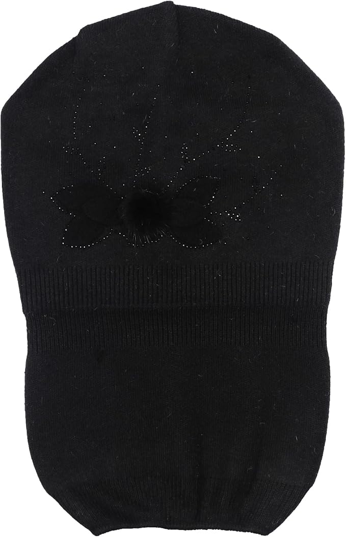 ZLYC Women Floral Slouchy Beanie Hat Double Layer Winter Knit Skull Cap