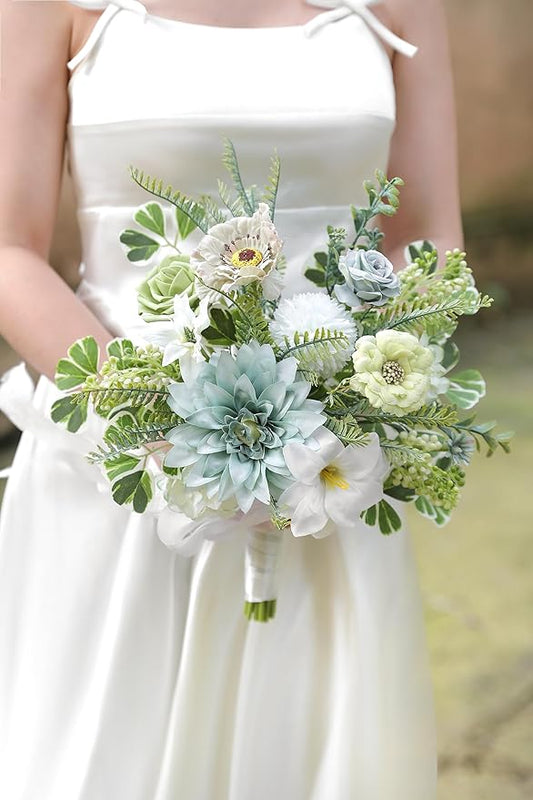 Artificial Flowers Combo Forest Green Silk Fake Flower for DIY Wedding Bridal Bouquets Floral Arrangement Birthday Cake for Table Centerpieces Baby Shower Anniversary Party Home Decor