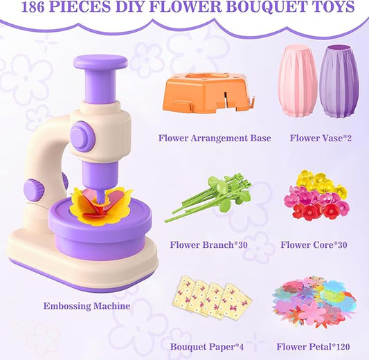 SANANT Fabric Flower Bouquets Toys, DIY Arts and Crafts Toys for Kids 4-8, Making Kit Build Own Bouquet, DIY Educational Activities Flower Making Kit Toys for Toddlers, Birthday Gifts for Girls