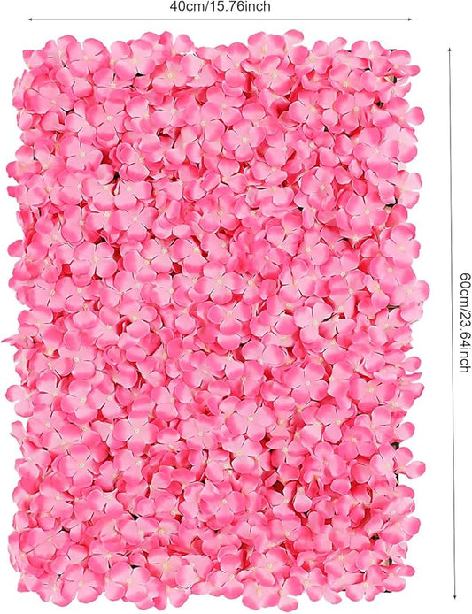 3D Flower Wall Panel, 10pcs Pink Artificial Floral Wall Backdrop, Realistic Silk Flower Backplanes, Roll Up Fake Flower Background for Valentines Wedding Party Photo Arrangement Decor