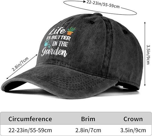 Cute Flower Hat, Elegant Floral Embroidered Adjustable Baseball Cap for Men Women, Gifts for Flower Lovers, Black