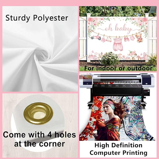 Sensfun Cute Clothes Baby Shower Backdrop for Girls Oh Baby Girl Newborn Pink Floral Eucalyptus Leaves Adventure Baby Shower Party Decorations Banner Supplies Photo Booth Studio Props 8x6ft