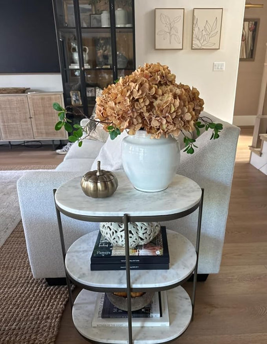 DuHouse Hydrangea Silk Flowers Artificial Hydrangea Heads with Stem Fake Flowers for Wedding Home Garden Centerpiece Pack of 6 (Coffee)