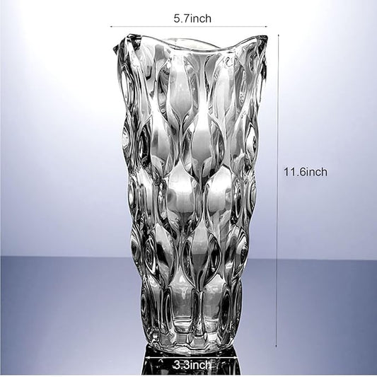 11.6" High Thickened Gray Glass Flower Vase for Home Decor, Dining Wedding Table Office Holiday Party Centerpiece Decoration