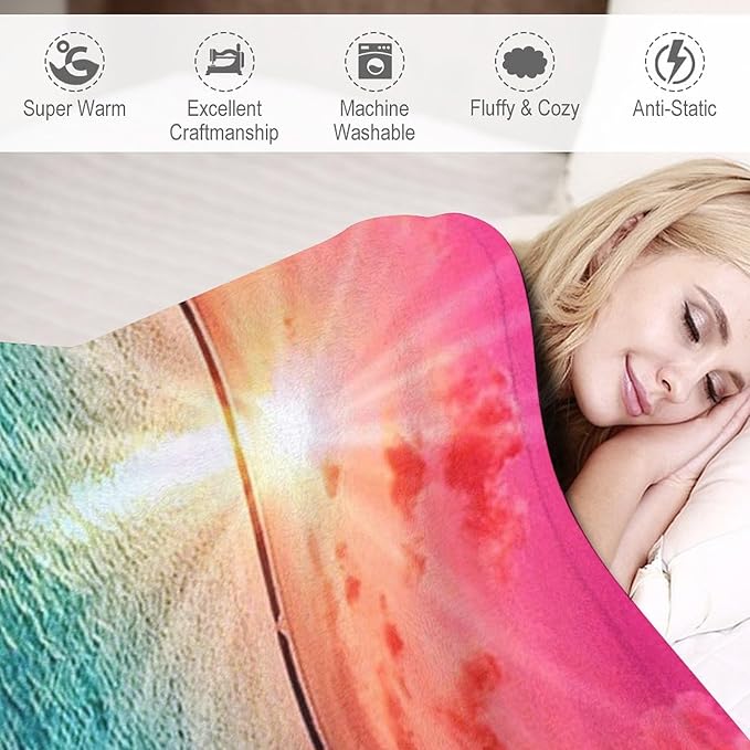 Love Ocean Beach Blanket - Soft, Warm, Cozy Fleece for Kids, Adults - 50"x60"