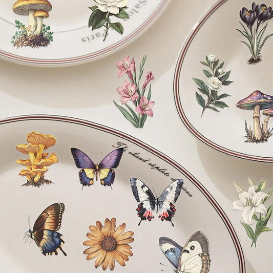 50 Pcs Colorful Butterfly Stickers, Aesthetic Retro Decals Transparent PET Waterproof Decals, Cartoon Aesthetic Stickers for Water Bottles, Laptops, Scrapbooks, Journals, Planners
