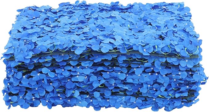 12PCS Artificial Flower Wall Panels Set, 23.62x15.75inch Silk Hydrangeas Flower Wall Decor Backdrop, Dark Blue Floral Wall Background for Wedding Arrangement Home Decoration