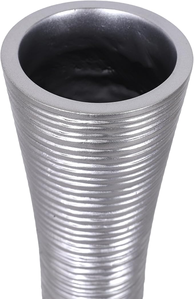 Leewadee Decorative Tall Floor Vase for Living Room Decor, 34 inches, Silver, Resin