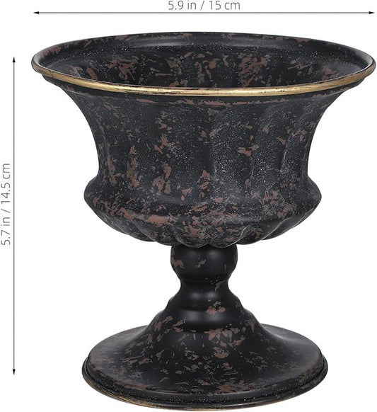 FUOYLOO Vintage Metal Urn Planter, Tall Urn Planter for Indoor Outdoor Plants, Farmhouse Bucket Flower Pots, Garden Pillar Flowerpot, Suitable for Home Office Wedding Desktop Ornament