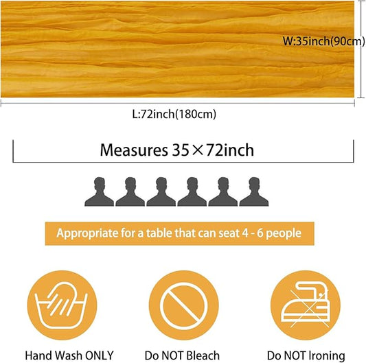 Fivenl Boho Gauze Table Runner - 35x72 Inch, Rustic Cheese Cloth, Long Table Runner for Wedding, Bridal Shower, Birthday Party Decor (Mustard)