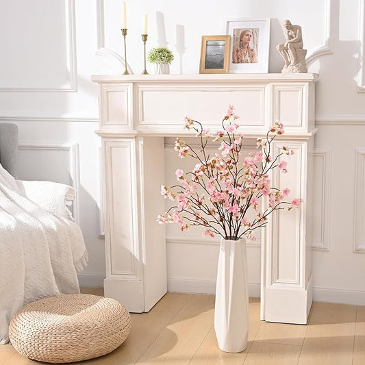 Sunm Boutique Faux Cherry Blossom Branches, Artificial Cherry Blossom Stems Cherry Blossom Flowers Vase Arrangements for Wedding Home Party Kitchen Decor, Light Pink, Set of 3