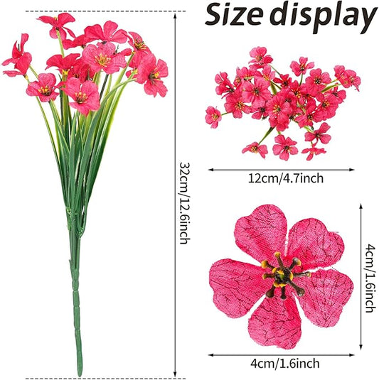 24 Bundles Artificial Flowers for Outdoor Indoor Garden Home Decoration, Plastic Flowers Decoration,Artificial Plants for Indoor Outside Garden Home Wedding Farmhouse (Mix 6 Color)
