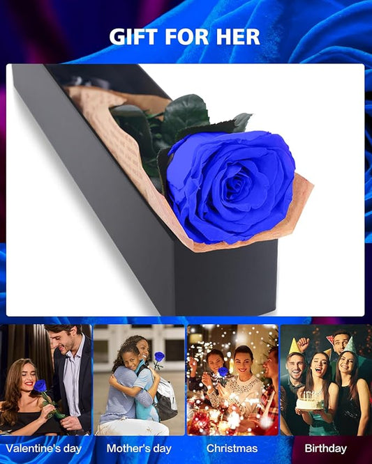 Blue Rose Flowers Gifts for Women: Preserved Roses Birthday Christmas Anniversary for Mom Girlfriend Wife Grandma