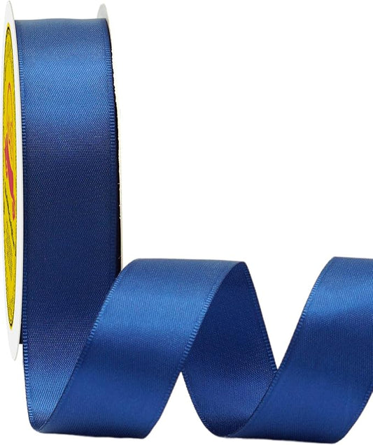 Double Face Royal Blue Satin Ribbon 7/8 inch X 25 Yards Polyester Royal Blue Ribbon for Gift Wrapping Very Suitable for Weddings Party Invitation Decorations and More