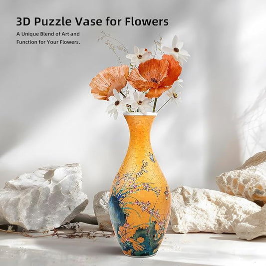3D Puzzle Vase, 160 Curved Pieces DIY Flower Vase Craft Kit & 3D Puzzles for Adults, Creative Jigsaw Art Project Home Décor Centerpiece, (A-Orchid Elegance)