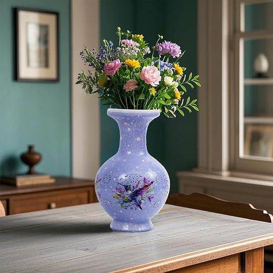3D Puzzle Vase for Adults, 200 Curved Pieces DIY LED Vase, Unique Craft Kit for Home Decoration, Creative Hobby Gift for Women, Ideal Housewarming & Birthday Gifts (Lavender Bloom Pattern)