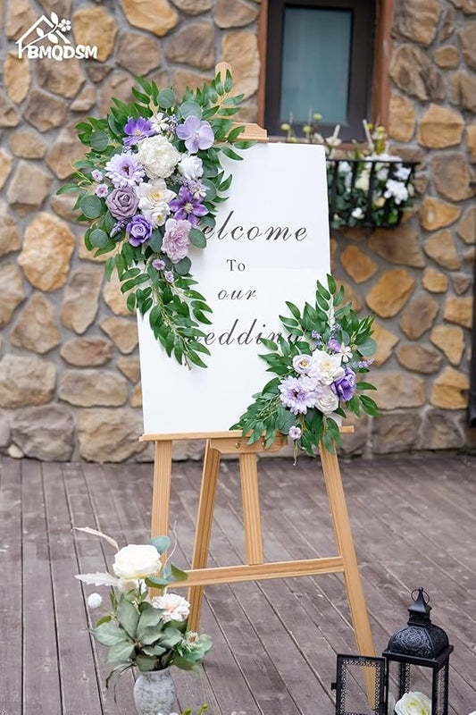 Artificial Wedding Arch Flowers Kit(Pack of 2) for Wedding Decor Ceremony and Reception Backdrop Decoration (Purple)
