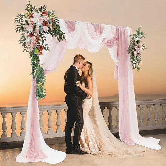 Artificial Wedding Arch Flowers Kit (Pack of 5),2pcs Artificial Hanging Flower Arch Decor,for Wedding Ceremony Arbor Reception Backdrop Rose Floral Party Outdoor Decoration Pink