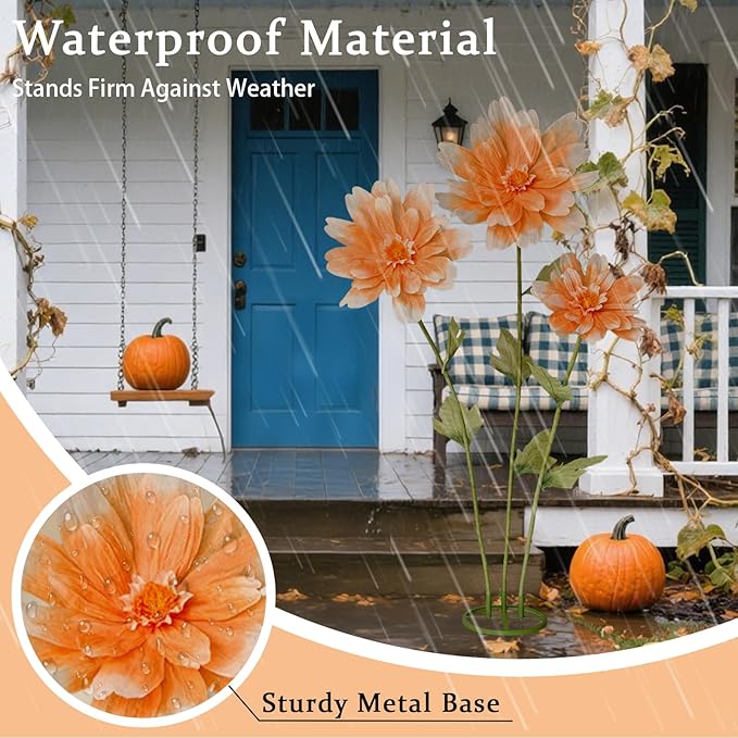 5.6 Ft Giant Daisy Flowers for Decoration,Big Artificial Fake Daisy,Large Crepe Paper Flowers for Home Decor Garden,Hotel,Office,Photography Props,Wedding,Art Gallery,Shop Window Display(Orange)