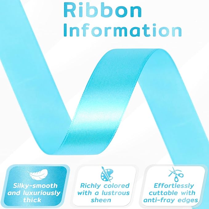60 Yards Turquoise Blue Satin Ribbon 7/8 Inch, Solid Polyester Fabric Ribbon for Gift Wrapping, Crafts, Flower Bouquet, Wedding, Baby Shower, Easter, Christmas, Halloween