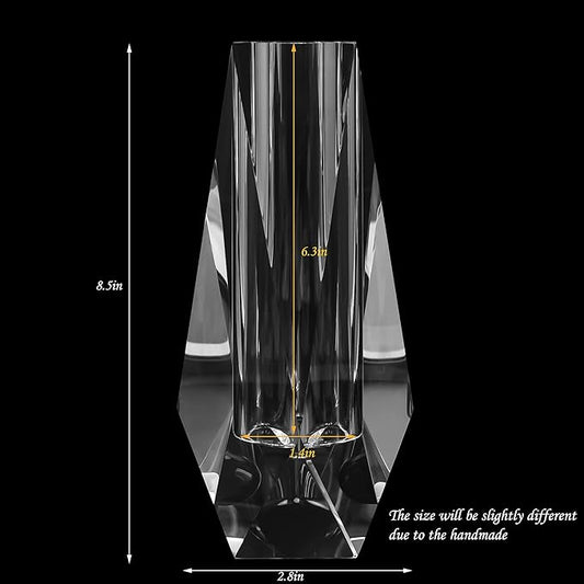 Kitcom Flower/Bud Crystal Vase Decorative Vases for Home, Wedding, Christmas, Outline Dimensions W2.8''xH8.5'', Clear with Gift Box