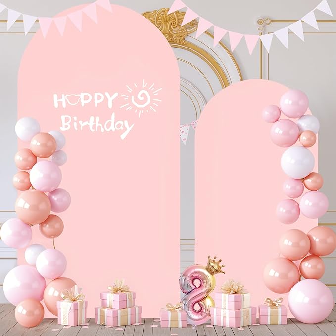 Dusty Rose Arch Backdrop Covers - 7.2FT, 6FT Spandex Fitted Wedding Arch Stand Covers Round Top Chiara Stretchy Arch Backdrop Cover for Wedding Birthday Party Decoration