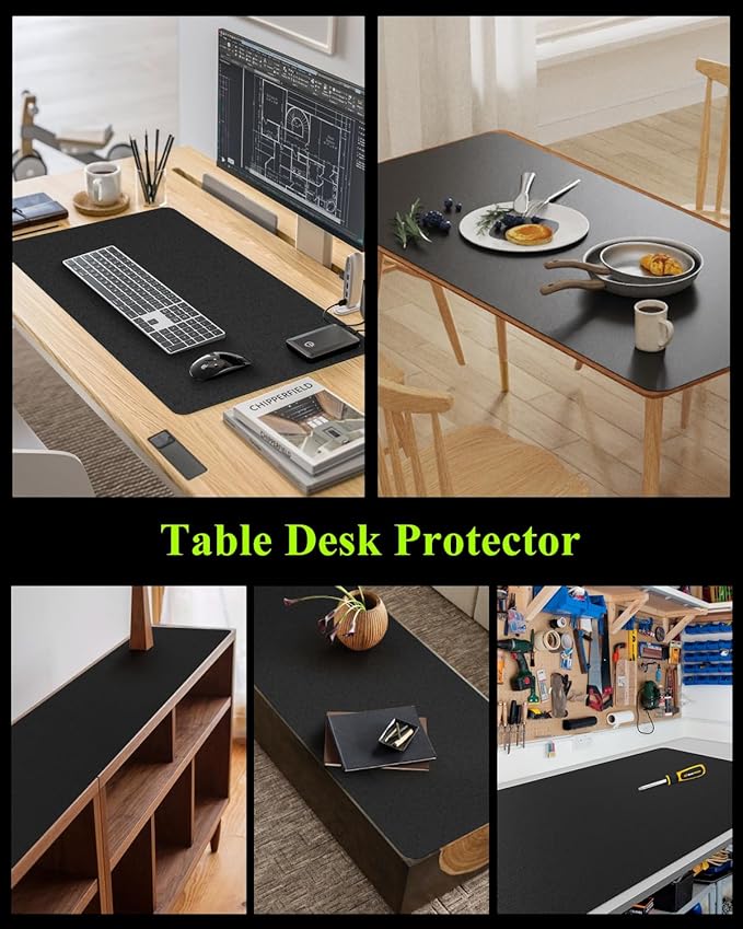 Black Plastic Table Cover Protector, 42" x 96" Waterproof Easy Flat PVC Desk Pad Mat, 1.5mm Thick Rectangle Vinyl Table Top Protector for Dining Room Table, Office, Dresser