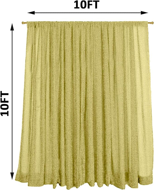 10FT x10FT Champagne Metallic Sheer Spandex Backdrop, 1 Panel Glitter Photography Background, Stretchy Spandex Fabric for Wedding, Party, Baby Shower, Photo Booth Decor