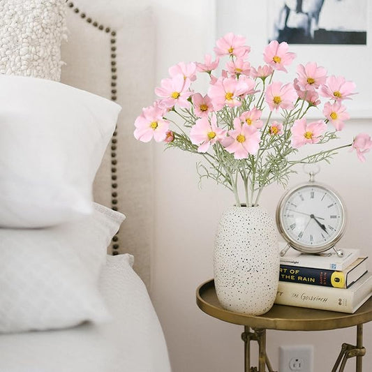 IPOPU Light Pink Flowers Artificial Daisies 5PCS Silk Cosmos Wild Flowers 24.5" Fake Pink Daisies for Vase for Home Decor Floral Arrangements Wedding Bouquets for Bride