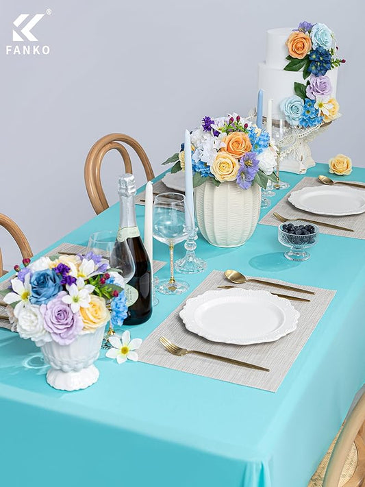 FANKO Artificial Flowers Fake Silk Rose, Mixed Combo Orange Rose Flowers Dark & Light Blue Cream Roses Delicate Blooms Set for Wedding Bridal Bouquets/Centerpieces/Home Decorations