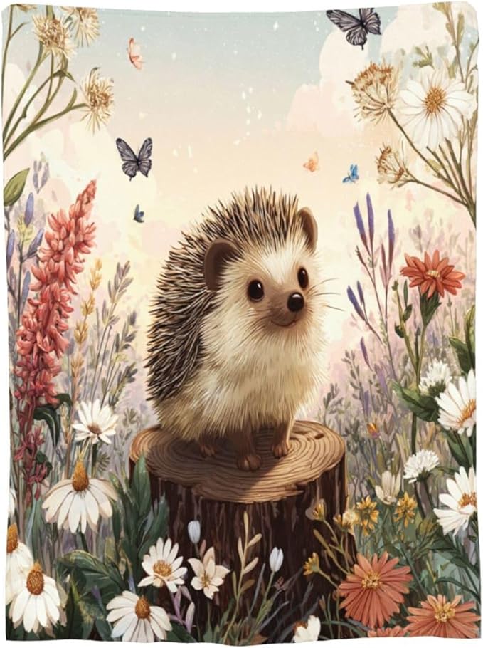 Hedgehog Blanket Cute Hedgehog Throw Blanket Soft Cozy Fleece Fuzzy Stuffed Plush Flannel Gifts for Girls Women Boys Kids Adults 50"X60"
