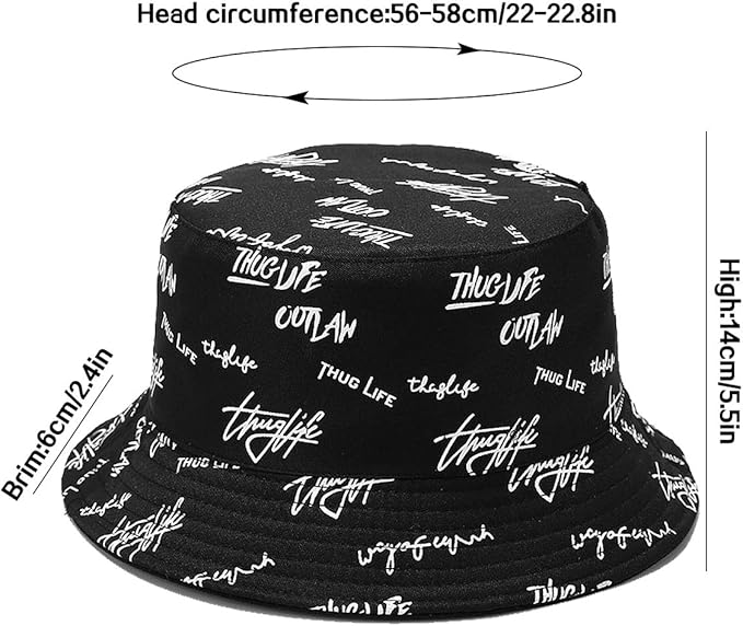 XYIYI Cute Bucket Hat Beach Fisherman Hats for Women, Reversible Double-Side-Wear