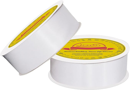 100 Yards White Satin Ribbon Polyester Ribbon for Gift Wrapping Very Suitable for Weddings Party Hair Bow Invitation Decorations and More(1-1/2 inch X 50Yards X 2 Roll)