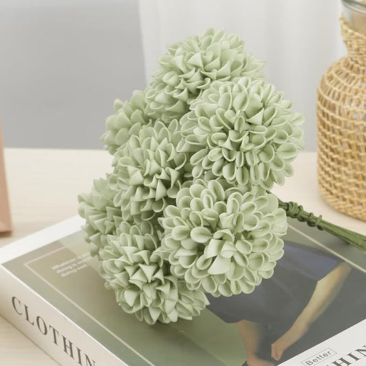Artificial Flowers, 50pcs Sage Green Artificial Rose for DIY Wedding Bouquets Centerpieces Arrangements, Sage Green Rose and Dahlia Flowers with Stem for Bridal Shower Party Home Decorations
