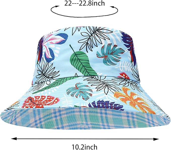 Bucket Hat for Women Men, Cotton Reversible Double Side Wear Sun Hats Beach Fisherman Hat
