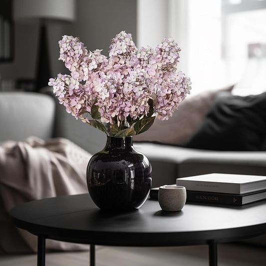 Fake Flowers Hydrangea Silk Flowers With Stems White Flowers Fake Flowers In Vase Hydrangea Artificial Flowers Winter Flowers Artificial For Decoration Vase Decor 24"(Light Purple )8PCS Wthout Vase