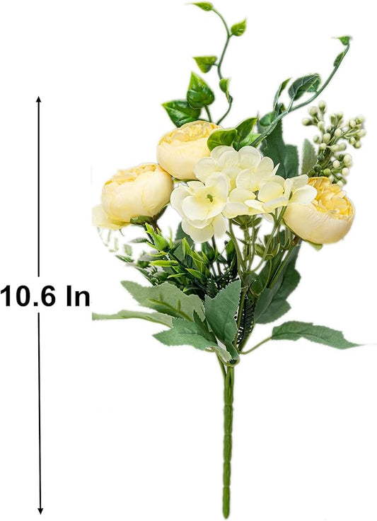 KAOYOO 2 PCS Artificial Peony Bouquet Short Stem for DIY Wedding Decoration Bridal Bouquet Home Decorations(Yellow 2-PCS)