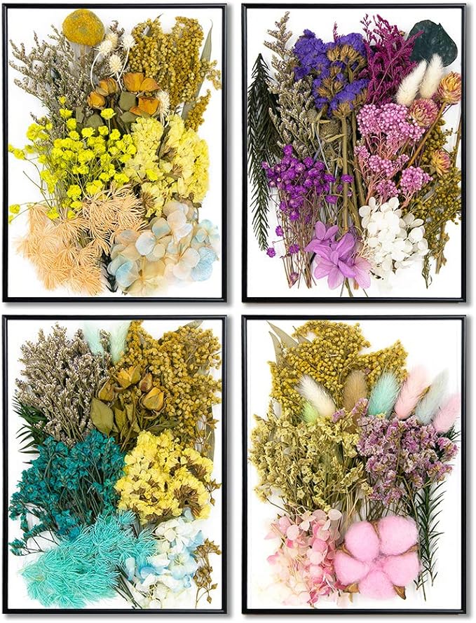 Vignee Real Dried Pressed Leaf Flowers-Multiple Colorful Pressed Flowers Daisies for Craft Resin Jewelry Making Art Craft DIY(Blue)