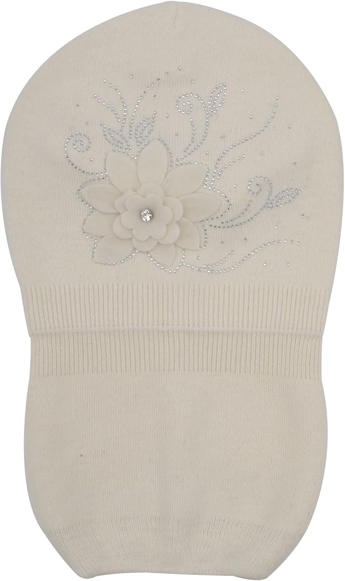 ZLYC Women Floral Slouchy Beanie Hat Double Layer Winter Knit Skull Cap