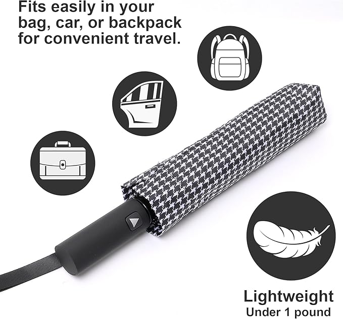 Nollia Windproof Automatic Travel Umbrella, Compact Portable with Reinforced Ribs for Sun & Rain