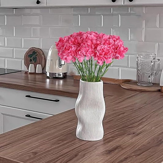 Pink Carnations Artificial Flowers 15PCS Carnations Flowers Silk Flowers 21.25in Fake Flowers for Wedding Home Table Centerpieces Floral Arrangements(Hot Pink)