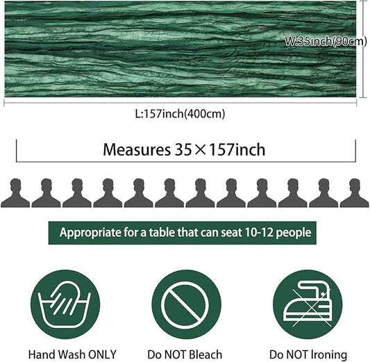 12 Pack 13Ft Cheesecloth Table Runner 35x157 Inch Boho Gauze Table Runner Cheese Cloth Long Rustic Table Runners for Wedding Bridal Shower Birthday Party Table Decor (Dark Green)